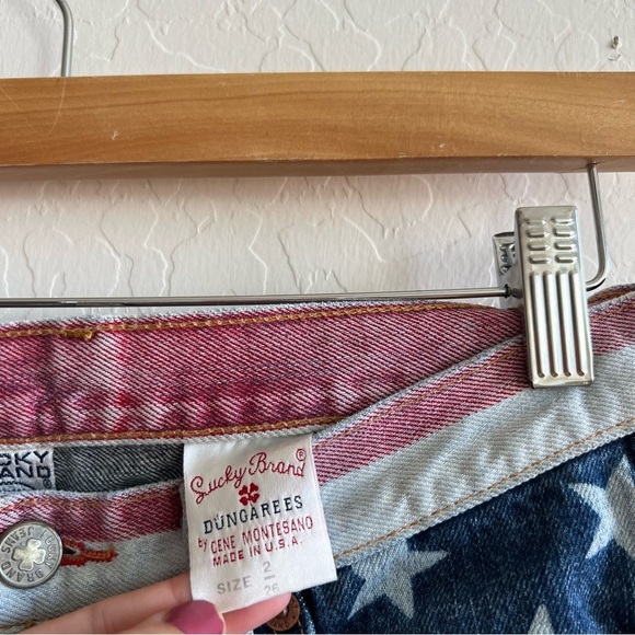 Vintage Y2K Lucky Brand American Flag Print Denim Low Rise Jean - Picture 4 of 8